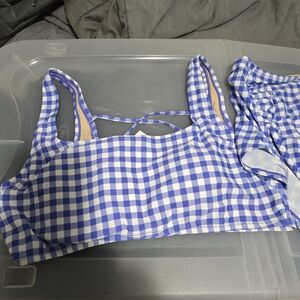 Motherhood Maternity Blue and White Checkered Bikini